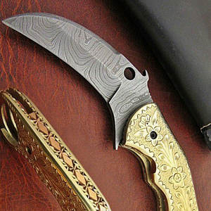 มีดพับเหล็กดามัสกัสเกรดอุตสาหกรรมทำด้วยมือมีดแกะสลักมือดีไซน์ไม้ใช้ในชีวิตประจำวันงานตามสั่ง - Product Image 5