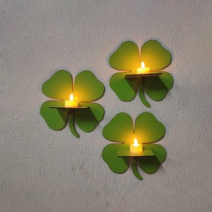 Yellow leaf clover wooden <b>shelf</b> wall mounted storage <b>shelves</b> for home hotels living room kitchen bathroom home decor accessories - Product Image 3