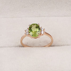 August เดือนพลอยเพอริโดธรรมชาติและเพทายลูกบาศก์925ชุบทองแหวนเครื่องประดับเงินสเตอร์ลิงสำหรับขายส่ง - Product Image 1