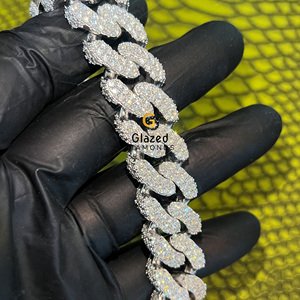 Nouvelle chaîne Hip Hop à maillons cubains étincelants entièrement glacés qui convient à tout le monde, diamants VV brillants cultivés en laboratoire, or blanc 10 carats - Product Image 2
