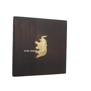 Suministro de fábrica, posavasos cuadrado redondo de madera de acacia con incrustaciones de Metal, posavasos de bambú de madera con estampado de cerveza personalizado para el hogar y la cocina - Product Image 1