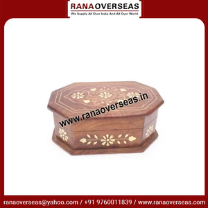 Caja Organizadora de Joyería Octogonal de Madera con Incrustaciones de Latón Pulido, Excelente Valor para sus Objetos Personales y Accesorios - Product Image 6