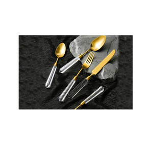 Luxury Stainless Steel Flatware Set W/Clear Diamond <b>Acrylic</b> Handle for Kitchenware and Restaurants Use - Product Image 1