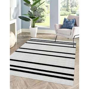 Vintage Pattern Printed <b>Rug</b>, White & Black Moroccan Design, Turkish Non-Slip Carpet,With Pile Soft <b>Rug</b> - Product Image 4
