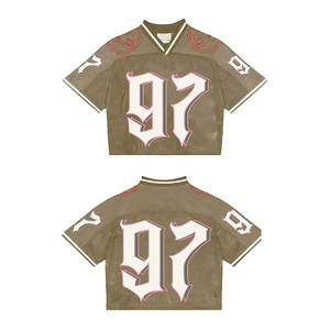 Camiseta de práctica de fútbol americano Vintage para jóvenes, sublimación personalizada, transpirable, de talla grande, característica de manga corta - Product Image 4