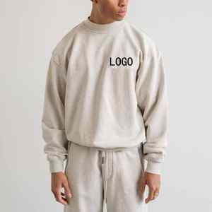 Custom Fashion Streetwear Summer Cotton Fleece Acid Wash Vintage Crew Neck Sweatshirt and <b>Sweat</b> <b>Shorts</b> <b>Men</b> Two Pieces Hoodie Set - Product Image 1