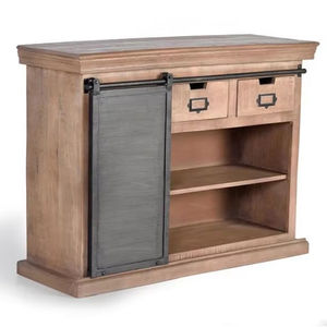 Armoire à portes coulissantes moderne à 2 tiroirs Buffet en bois Cadre en fer Écologique Durable pour ferme Salle à manger Chambre à coucher Cuisines - Product Image 1