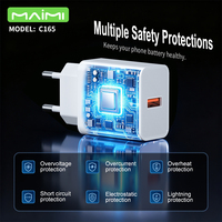 Pengisi Daya Cepat USB-A 22.5W QC Pengisian Cepat Charger Dinding EU Colokan Eropa Charger Perjalanan untuk Ponsel