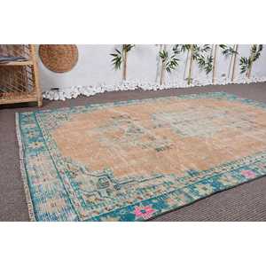 Alfombra de 4,8x7,3 pies, Alfombra Turca Vintage, Alfombra de Lana Azul - Product Image 3