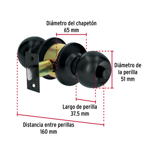 Blocco a 3 sfere, cilindrico, bagno, nero, basico - Product Image 5