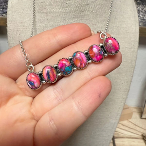 Joyería Bohemia hecha a mano-Collar de barra Pink Dream Mojave en plata esterlina rodio y chapado en oro - Product Image 1