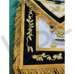 Premium Navy blue& Gold Masonic <b>Apron</b> Hand Embroidered Freemason Lodge <b>Apron</b> with Gold Fringe for Ceremonial Use - Product Image 5