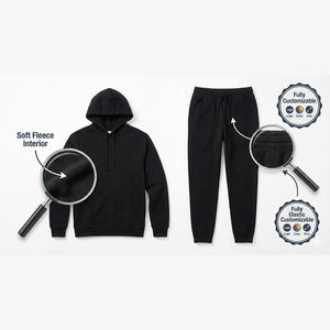 Ensemble survêtement homme personnalisé en gros, sweat-shirt et pantalon de jogging en molleton de coton, ensemble de jogging vierge, vêtements de sport streetwear, usine OEM - Product Image 2