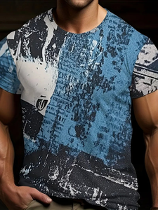 เสื้อยืดคอกลมแขนสั้นสำหรับผู้ชายเสื้อยืดคอกลมพิมพ์ลายดิจิทัลเต็มตัวสำหรับฤดูร้อนซักได้พอดีปกติเครื่องแต่งกายลำลอง - Product Image 5