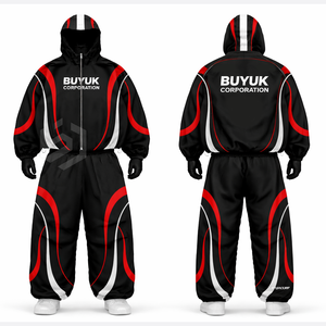 Ensemble de survêtement coupe-vent à capuche pour homme, imprimé personnalisé, effet délavé, pour la course et le fitness, vêtements de sport - Product Image 1