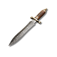 COUTEAU DE CHASSE BOWIE EN ACIER DAMAS FAIT À LA MAIN 13 pouces COUTEAU DE CAMPING POLYVALENT EXTÉRIEUR DE HAUTE QUALITÉ AVEC GAINE