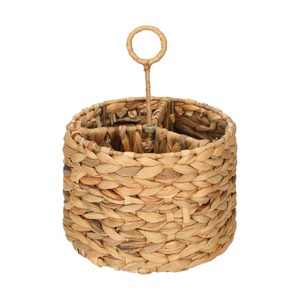 อุปกรณ์จัดเก็บในครัวแบบถักมือเป็นมิตรกับสิ่งแวดล้อมที่ใส่ภาชนะใส่ของในน้ำผักตบชวาธรรมชาติทรงกลม - Product Image 1