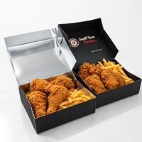 Boîte à emporter en papier noir personnalisée FSC pour hamburgers, poulet frit, frites, emballage de restaurant