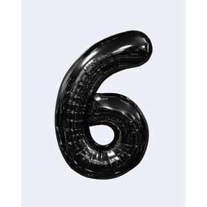 Globos de Fiesta con Número, Color Negro N6, 100 cm, Bolsa de 12 Unidades - Product Image 1