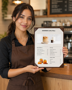 ที่ใส่เมนูหนัง PU สีดำ DIVRIS พร้อมช่องแสดงเมนูกาแฟและชา สำหรับร้านอาหาร ความจุ 1 หน้า - Product Image 2