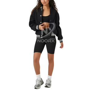 เสื้อแจ็กเก็ตคอวีผ้าวูลผสมผ้าคอตตอนปักโลโก้ที่กำหนดเอง - Product Image 1