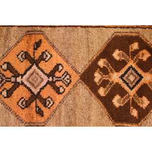 Tapis turc vintage 1,6x2,9 pi (50x87 cm), tapis à imprimé animal brun orange - Product Image 5