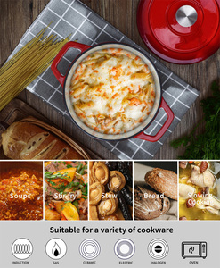 Meilleures ventes Ustensiles de cuisine 18/20/24/26CM Casseroles rondes avec couvercle <span class=keywords><strong>en</strong></span> <span class=keywords><strong>fonte</strong></span> <span class=keywords><strong>émaillée</strong></span> antiadhésive pour fours hollandais - Product Image 2