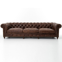 Sofá Seccional Chesterfield de Madera Maciza Blue Ocean, Convertible, Extensible, Moderno, Reclinable, de Tres Plazas, con Espuma Refrigerante y Aluminio