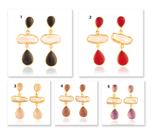 Pendientes colgantes de perla natural y onyx rojo para mujer, joyería de moda, regalo - Product Image 3