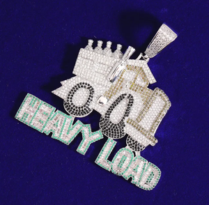 Collar con Colgante de Camión de Carga Pesada, Plata de Ley 925, Completamente Engastado con Diamantes de Moissanita, Piedras Multicolores, Estilo Hip Hop - Product Image 1