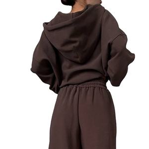 Conjunto Deportivo Holgado de Felpa 100% Algodón de 500 g/m², Conjunto de Sudadera con Capucha y Pantalones Deportivos para Mujer, Talla Grande, 2026 - Product Image 4