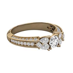 Round Diamond Band And Diamond Halo Engagement Ring - Product Image 3