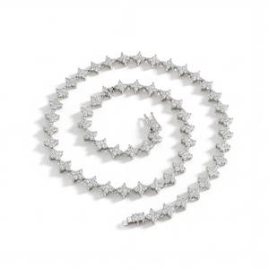สร้อยคอไข่มุกน้ำจืดหรูหราประดับมอสซาไนต์ทรงครอส ตัดแบบ Emerald Setting เงินแท้ 925 ชุบโรเดียม เครื่องประดับโดดเด่น - Product Image 5