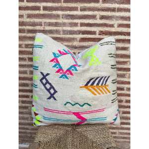 Funda de Almohada Marroquí Hecha a Mano, Funda de Cojín Tradicional Bereber, Cojín Decorativo Boho para Sofá, Almohada Decorativa de Algodón para el Hogar - Product Image 1