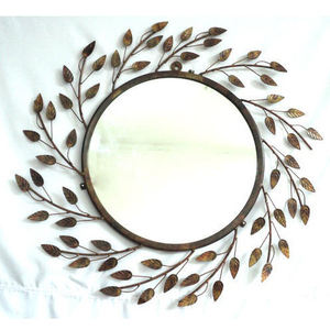 Miroir mural décoratif en métal élégant et moderne en forme de feuille pour la maison miroir de décoration de salon - Product Image 1