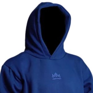 Sweat à capuche bleu pour homme en molleton de coton lourd avec poche kangourou, sweat-shirt décontracté streetwear - Product Image 3