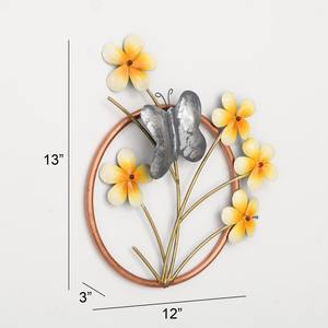 Décorations murales en métal robustes, design floral en forme de papillon, artisanat en métal artisanal, cadre mural pour la maison, le bureau, l'intérieur - Product Image 6