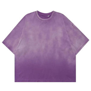 Venta al por mayor de estilo vintage lavado ácido camiseta de los hombres de algodón ligero de gran tamaño patrón sólido liso Jersey personalizado impreso camisa en blanco - Product Image 2