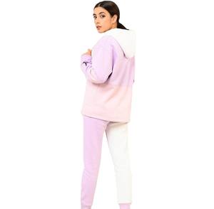 Conjunto de chándal informal de forro polar de 2 piezas unisex de gran tamaño con hombros caídos, top corto y pantalones con capucha, OEM - Product Image 3