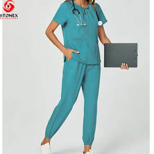 Ensembles de Blouses Médicales Unisexe Tricotés Respirants Grande Taille Couleur Unie Personnalisables Haute Qualité Vente en Gros Directe Usine - Product Image 4