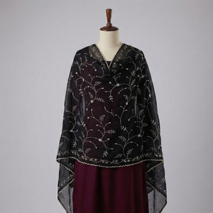 Hijab de Chifón Africano en 12 Colores al por Mayor |   Pañuelo Maxi y Chal Musulmán Bordado con Pedrería Floral, Transpirable, para Uso Diario - Product Image 4