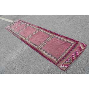 Vintage Turkish Herki <b>Runner</b> Rug 2.7x10.6 ft, <b>Red</b> Persian Rug Wool - Product Image 4