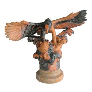 Figurine de lion en marbre terre cuite chaude, sculptée à la main, finition polie, sculpture d'accent pour la maison ou le bureau - Product Image 4