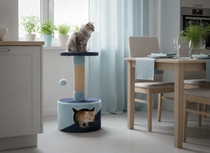 Árbol para Gatos Ecológico de Madera Midnight Blossom con 2 Niveles para Gatos y Animales Pequeños - Refugio Urbano Resistente - Product Image 2