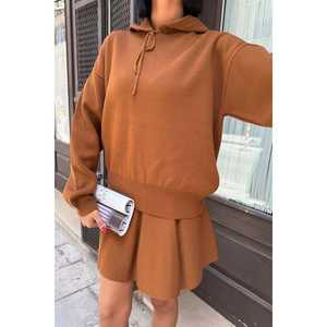 Conjunto de Punto Informal con Capucha y Falda 10224 para la Temporada de Otoño - Product Image 3