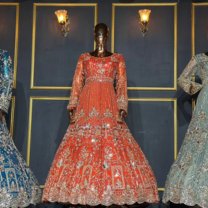 Elégant Gown Bits Style Net Lehenga Choli avec broderie lourde et détails complets en pierre Jarkan pour les fêtes et les occasions de mariage - Product Image 1