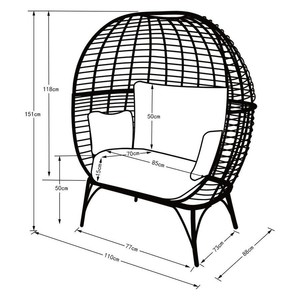 Sanstar Patio Chaise Egg en rotin, grande chaise longue intérieure et extérieure avec siège et coussin pour le patio, le jardin et le balcon. - Product Image 6