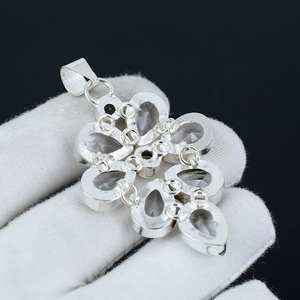 Piedra de topacio blanco, colgante llamativo de Plata de Ley 925 con Topacio blanco, joyería fina, colgantes y dijes de piedras preciosas - Product Image 3