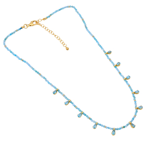 Handmade 925 Silver Gold Plated Beaded Apatite & Amazonite Necklace | Women's Luxury Wedding Gift <b>Jewelry</b> - Product Image 2
