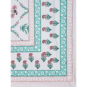 Turquoise Blue 100% Cotton Classic <b>Floral</b> <b>Sheet</b> Set with 1 Pillow Cover (BSB1105) - Product Image 4